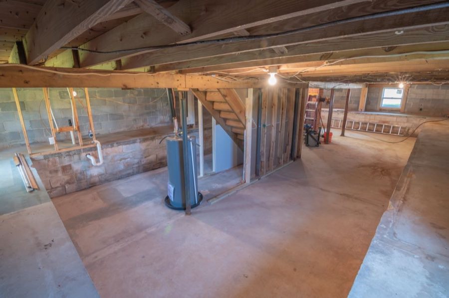Unfinished Fort Wayne basement with utilities